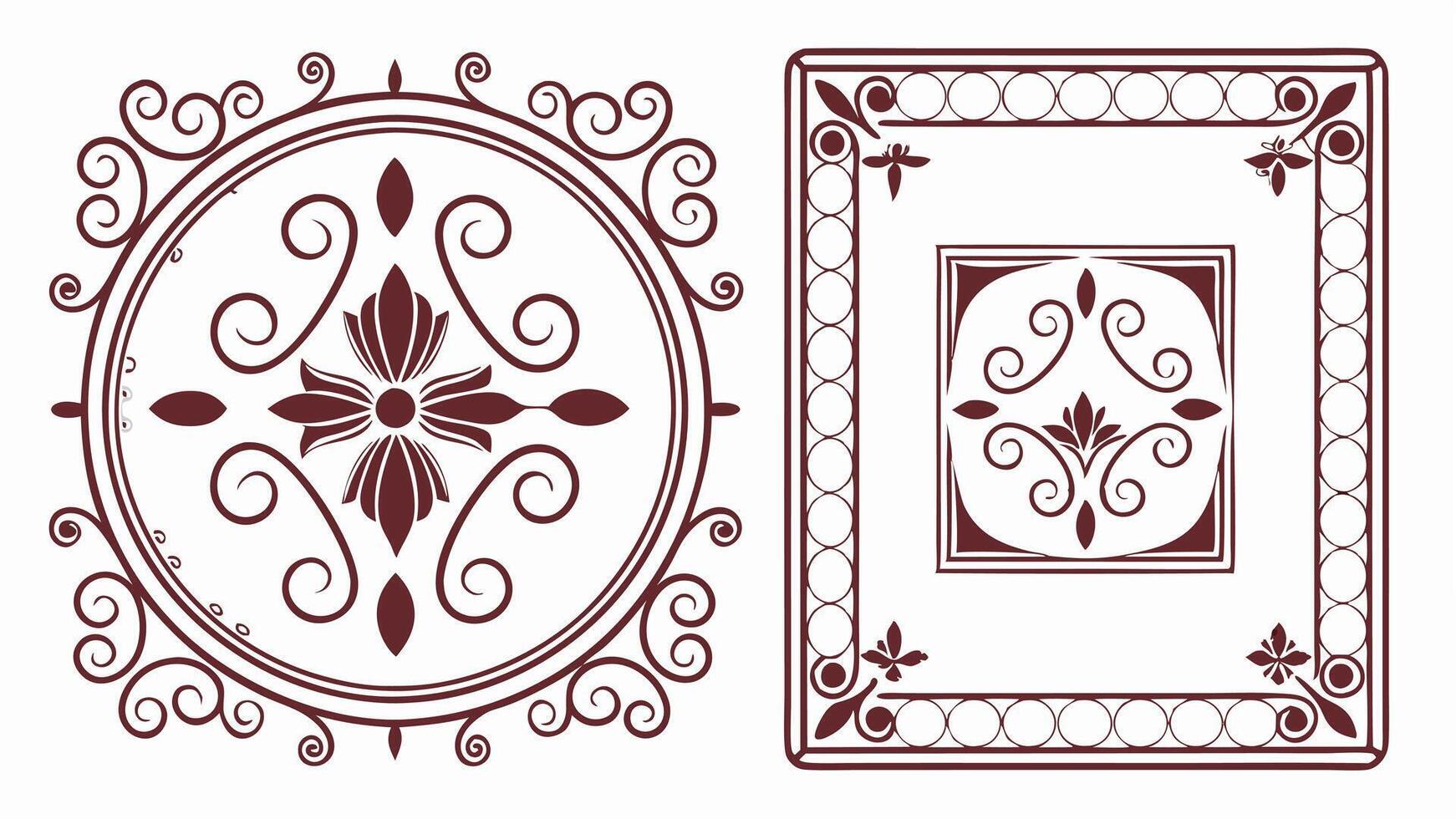 Two decorative frames with floral designs vector
