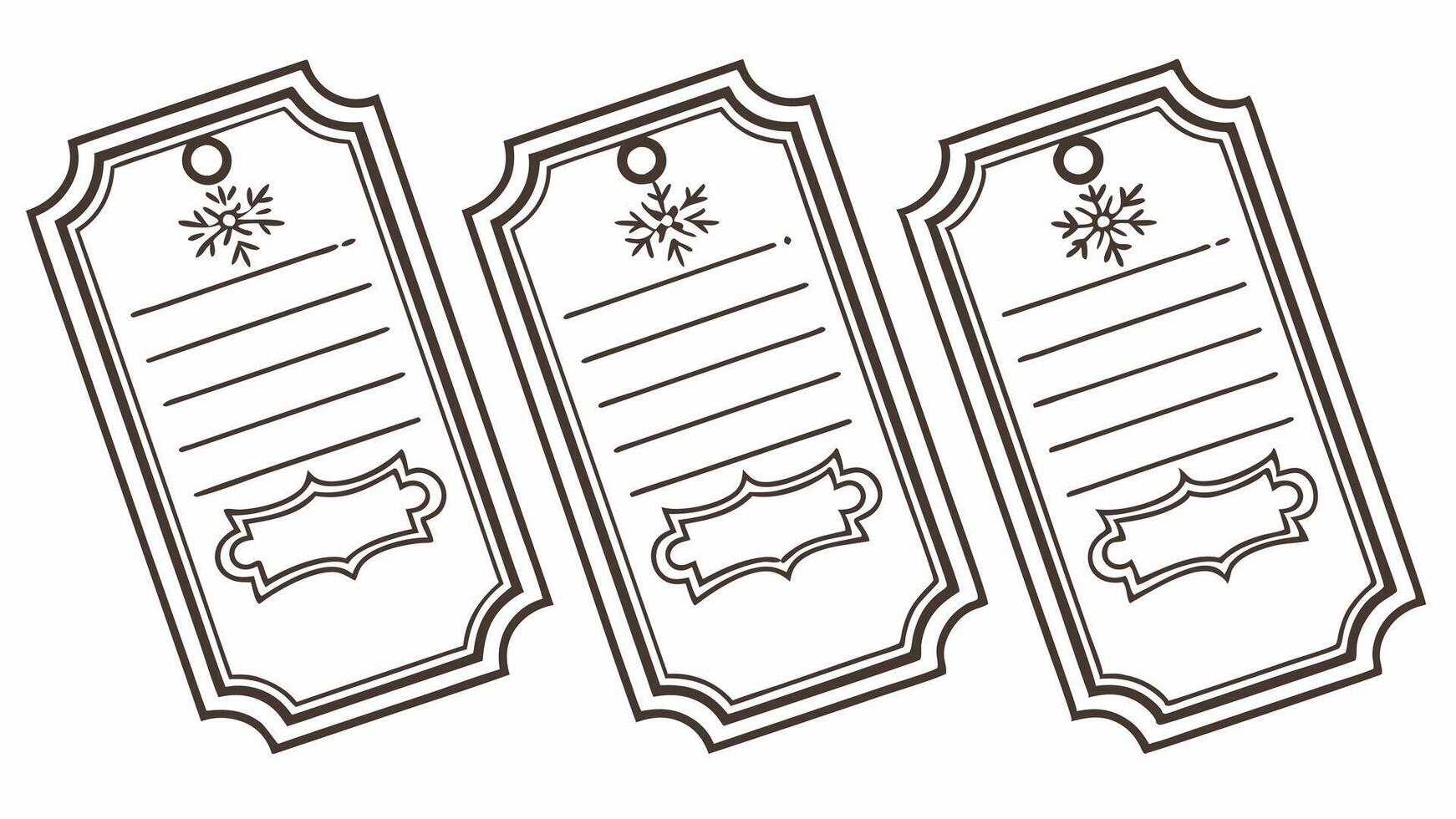 Three tags with a snowflake on them vector