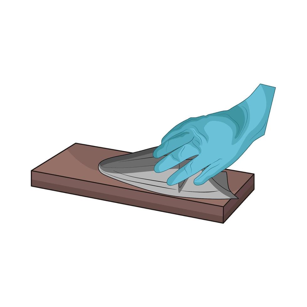 illustration of wiping wooden cutting board vector