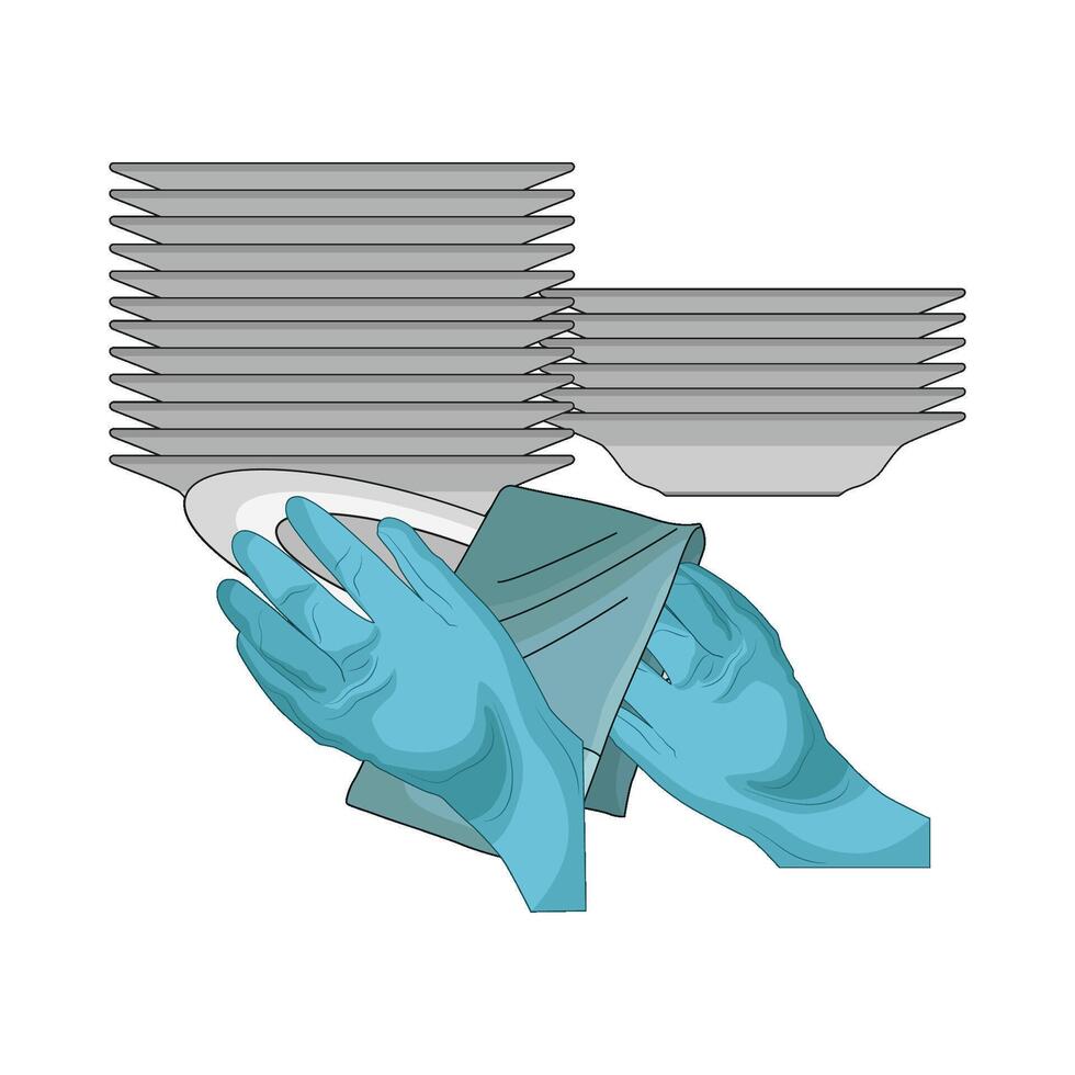 wipe stack of dishes vector
