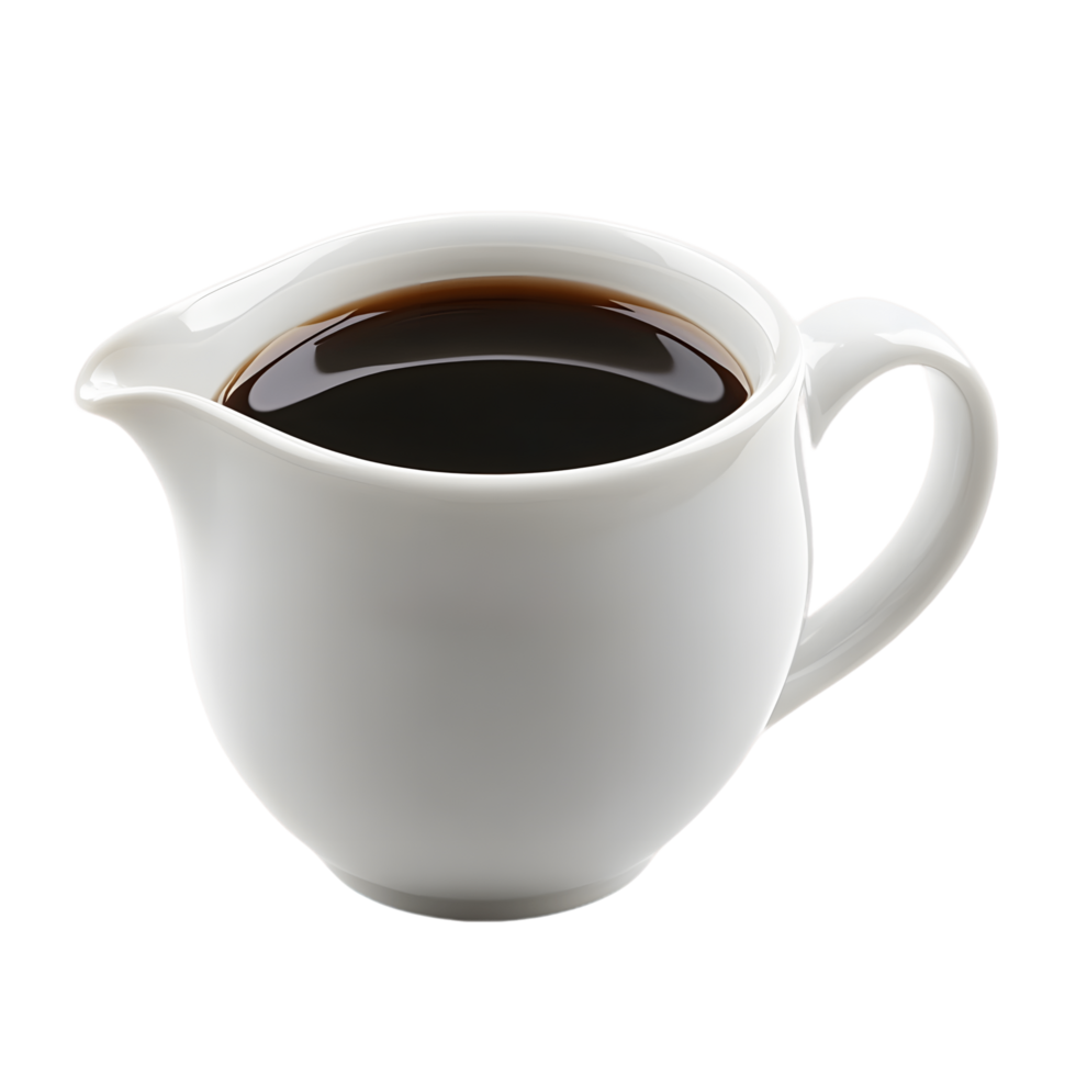 A white coffee cup with a brown liquid in it png