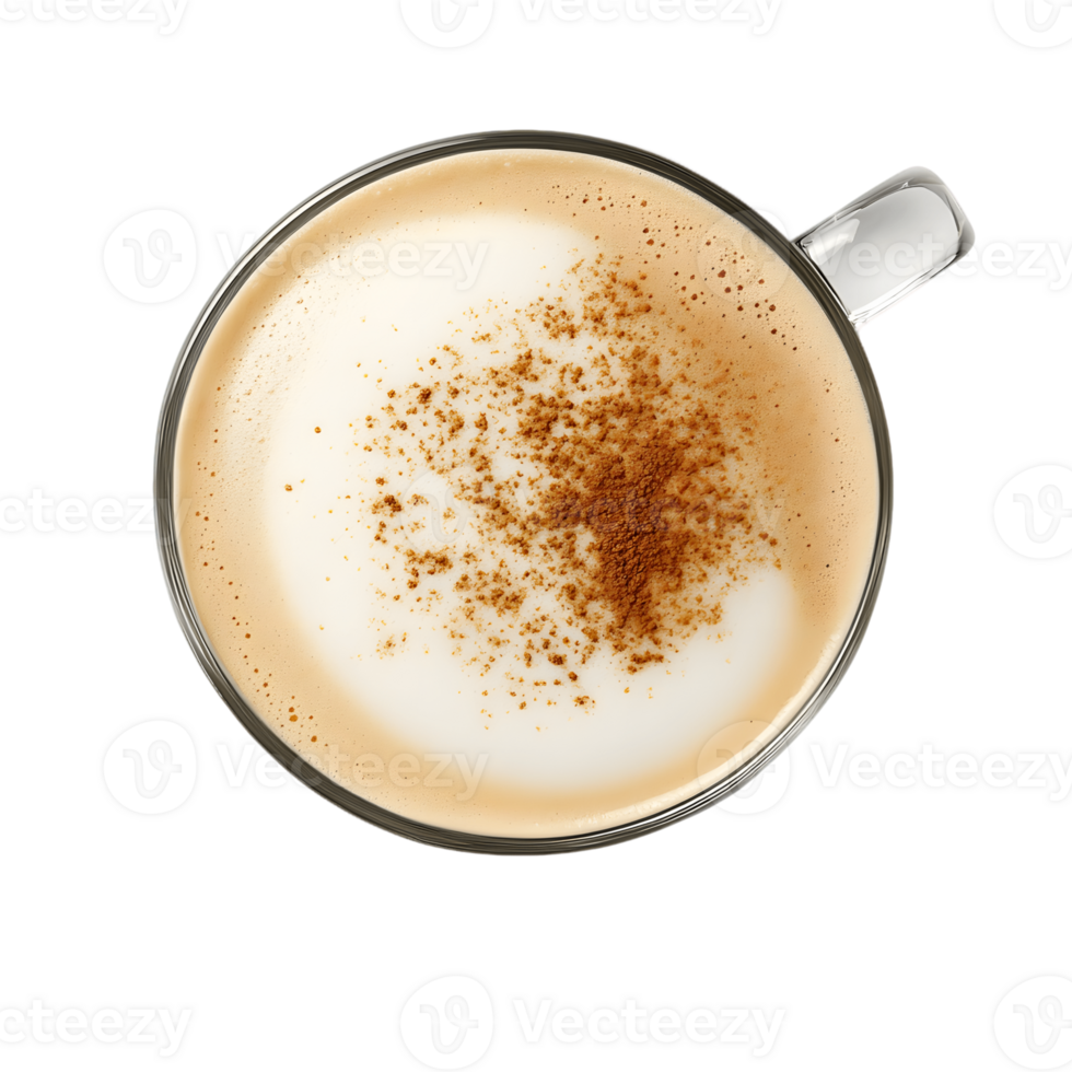 A cup of coffee with a sprinkle of cinnamon on top png
