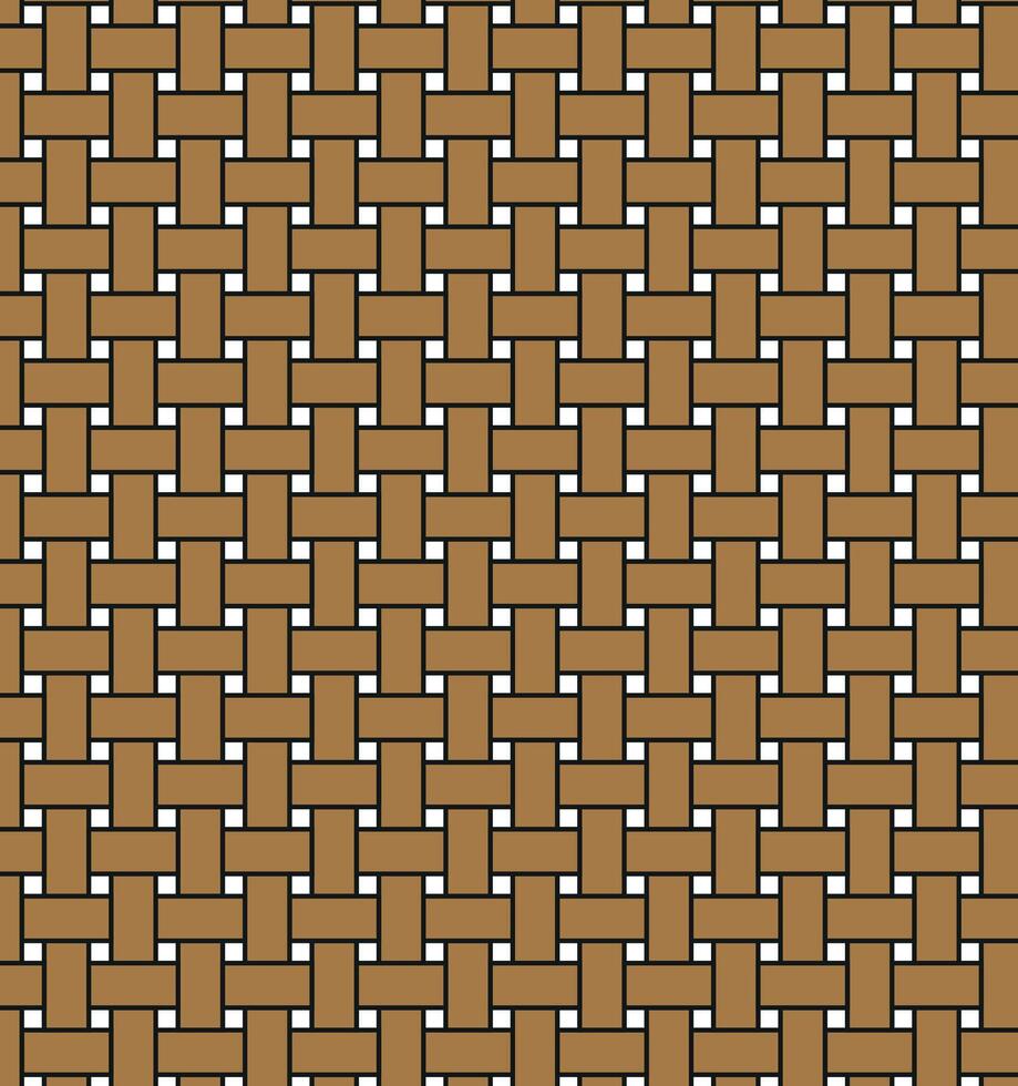 Wicker seamless pattern. Basket weave repeating texture. Braiding continuous background of vertical and horizontal intersecting perpendicular stripes. Geometric in brown tones. vector