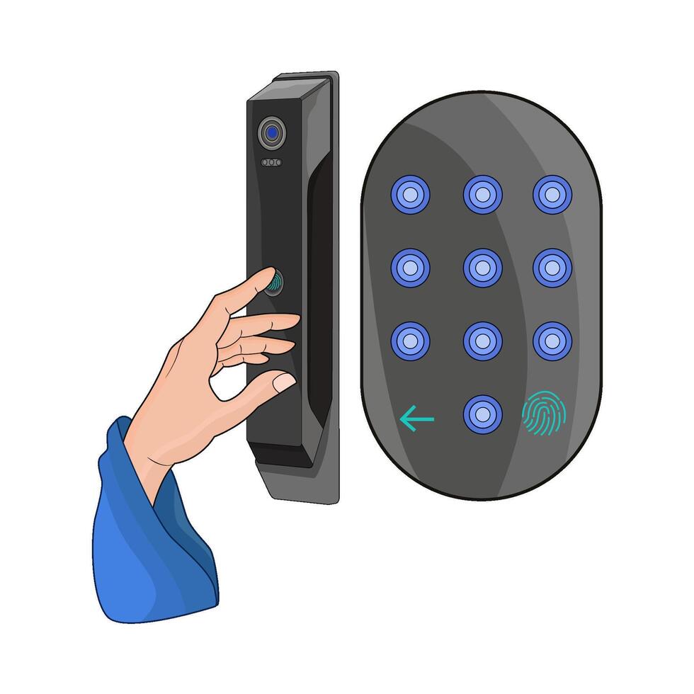 illustration of smart door lock Modern Technology for Home Security vector