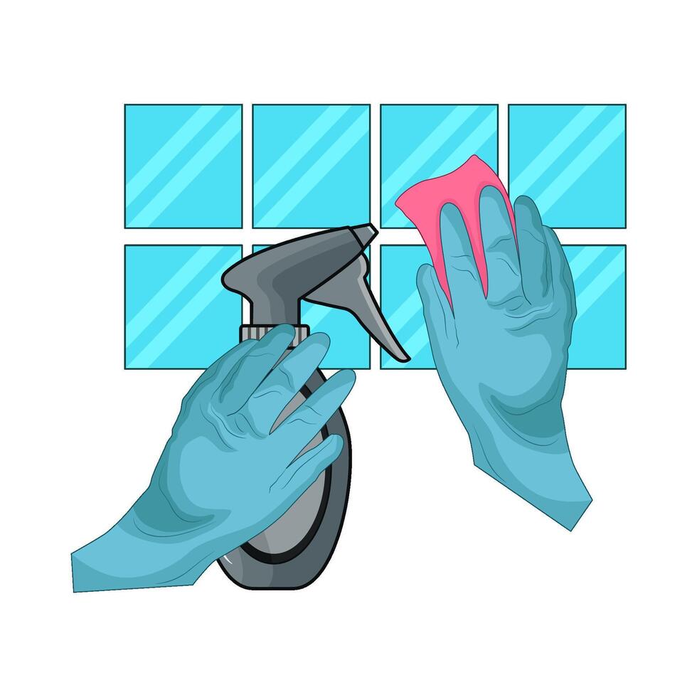 illustration of window cleaning tools vector
