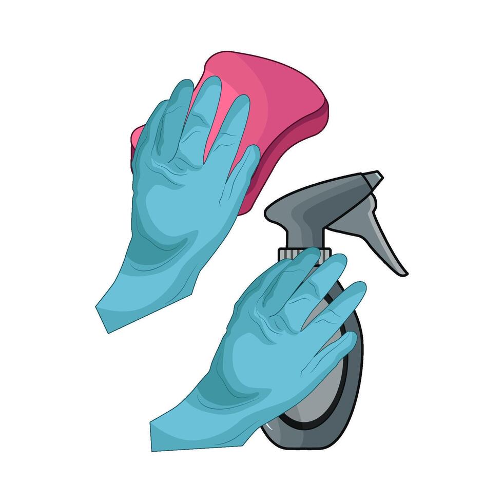 spray bottle with cleaning sponge vector