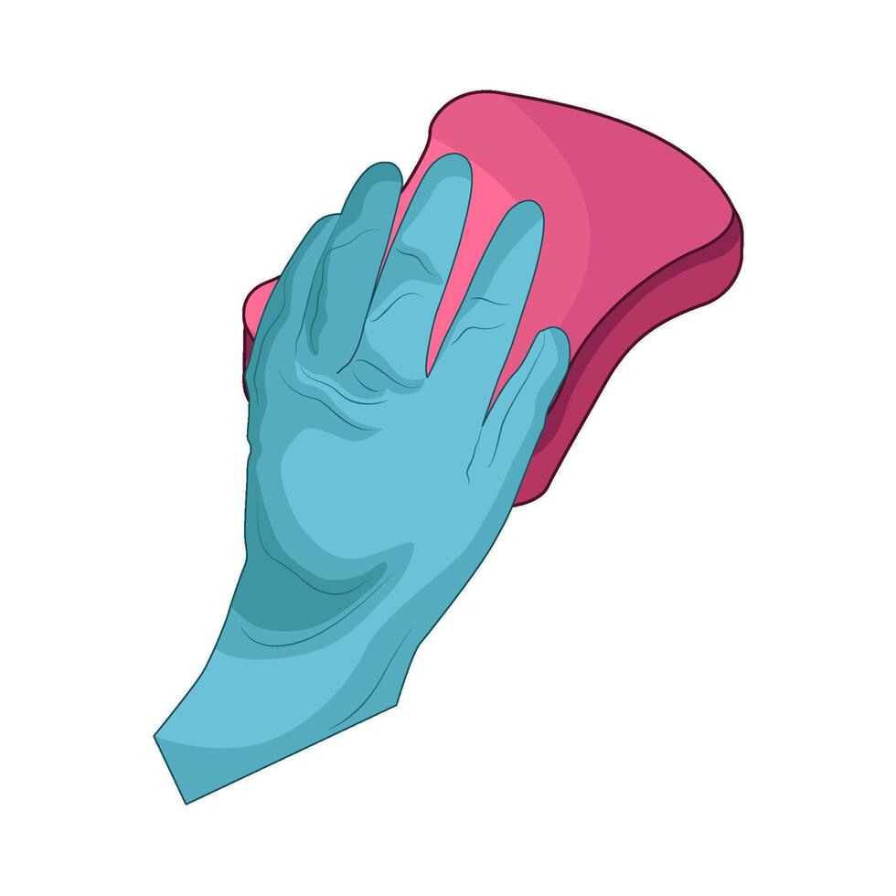 illustration of hands wearing gloves holding sponge vector