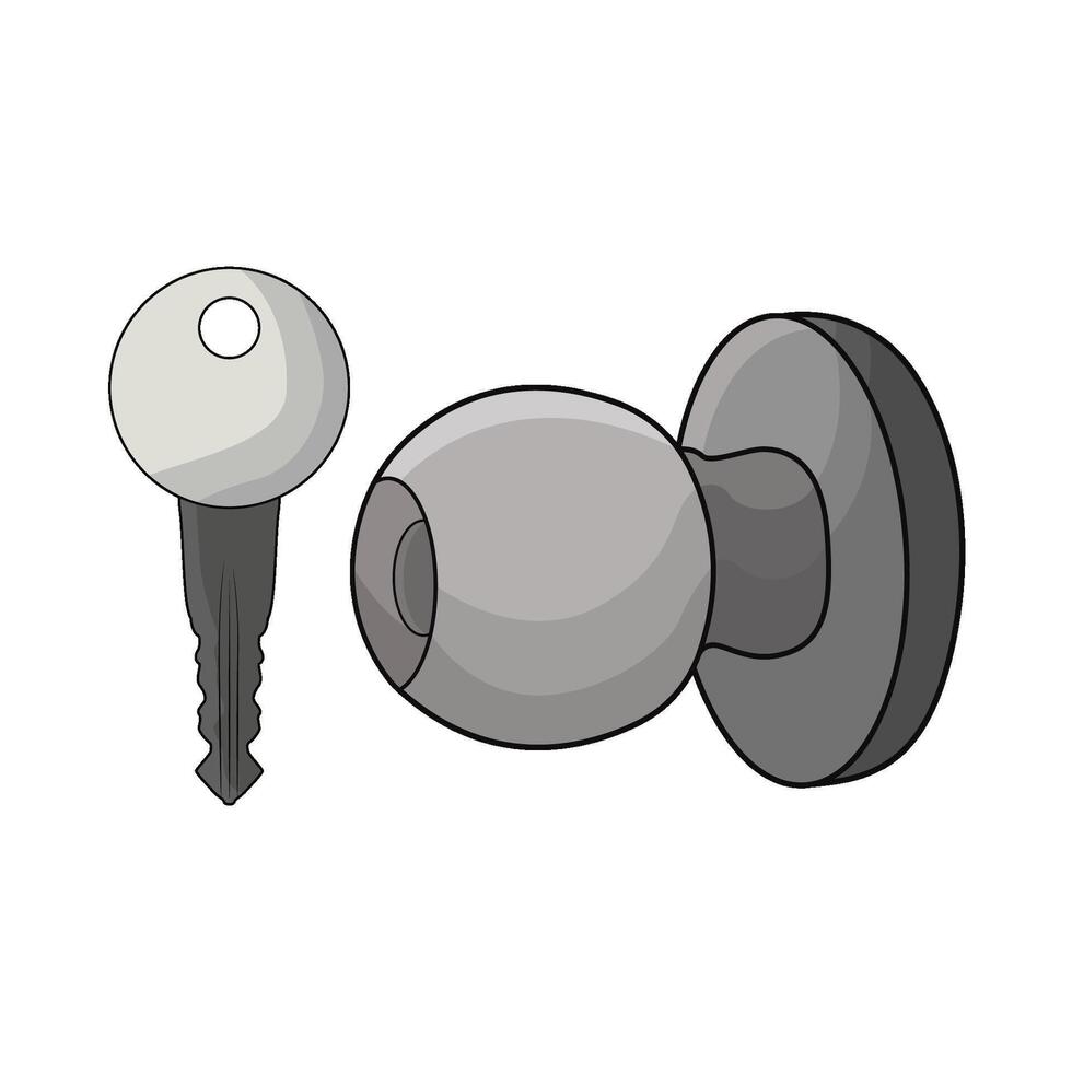 illustration of door knob with key vector