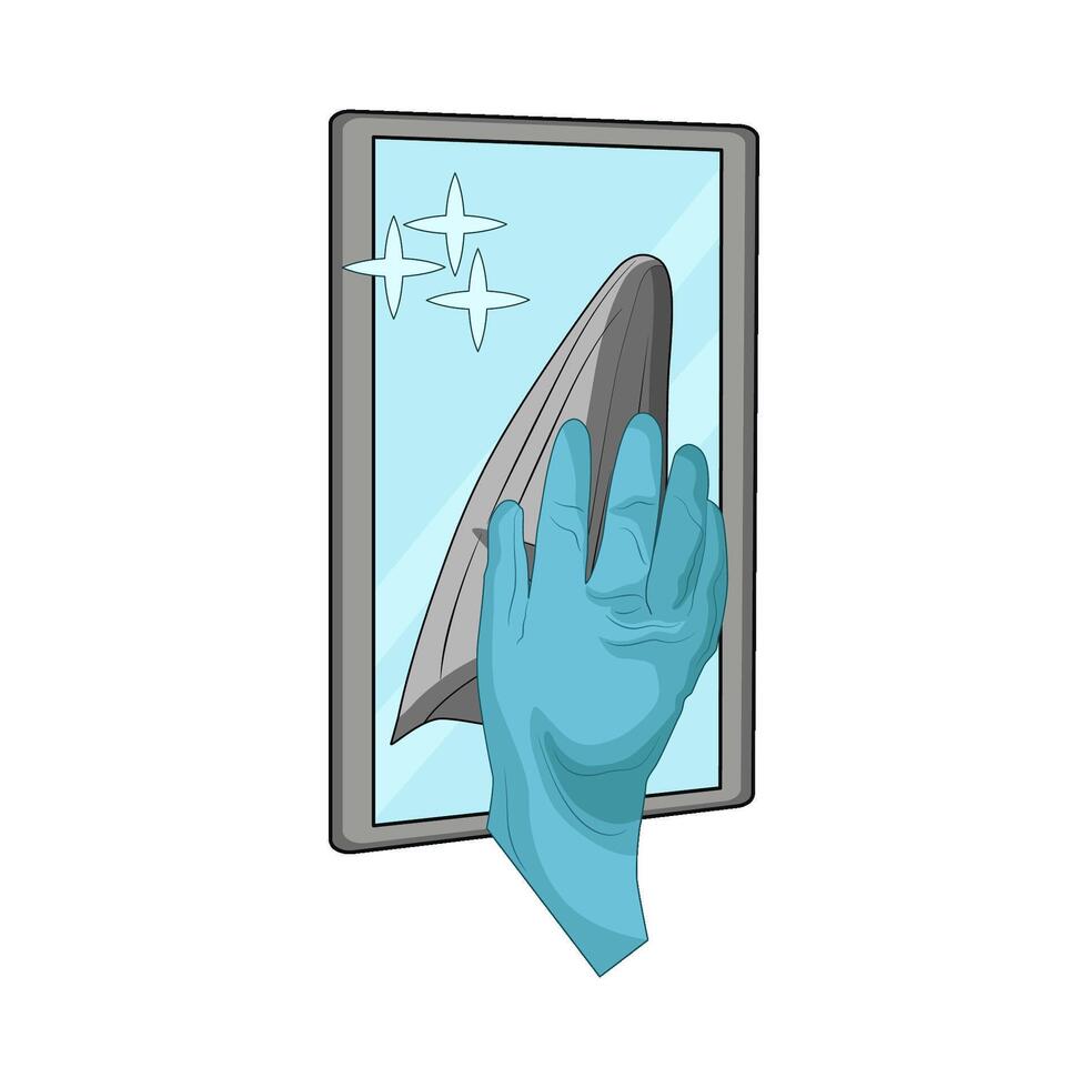 illustration of mirror cleaning using napkin vector