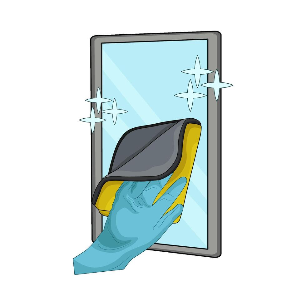 illustration of wiping mirror vector