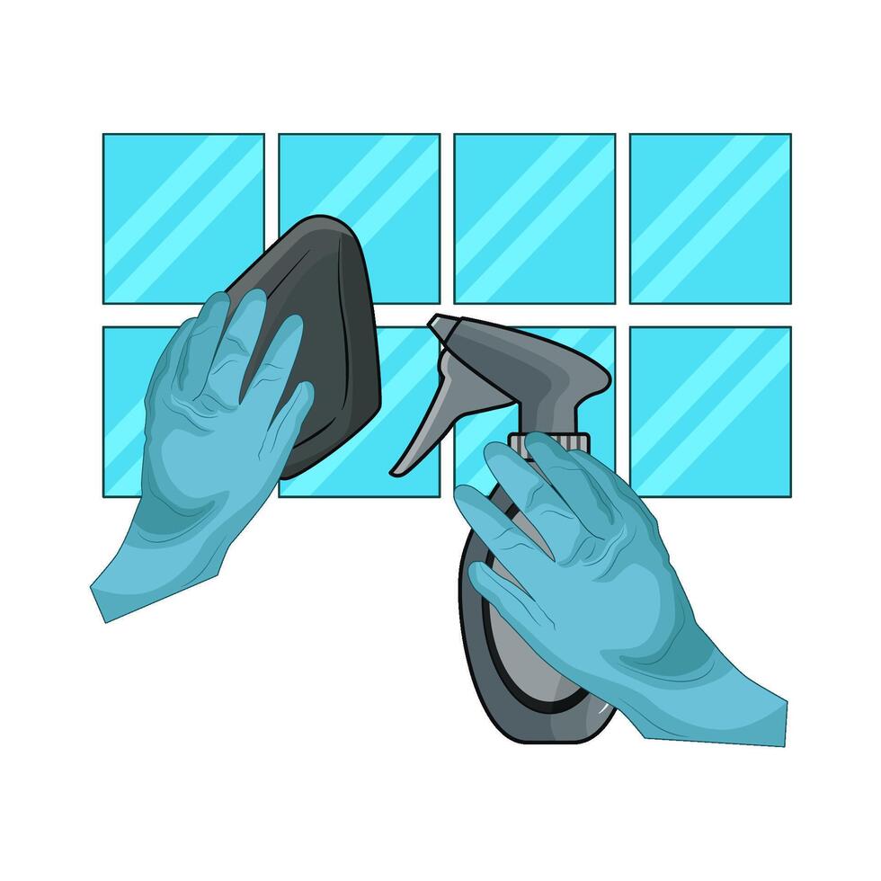 spray and cleaning napkin vector