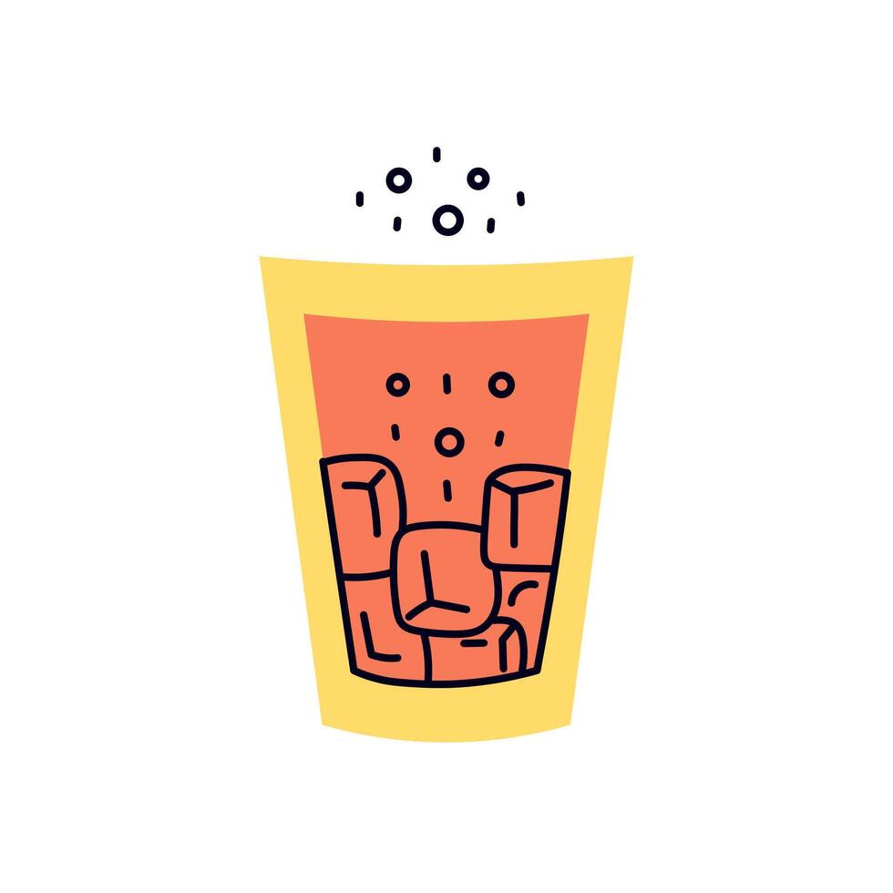 Cold Fizz Carbonated Drink Glass with ice cubes vector