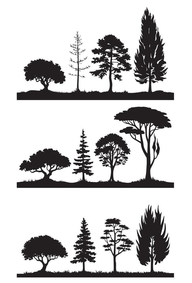 Group of trees silhouette Tree silhouette vector