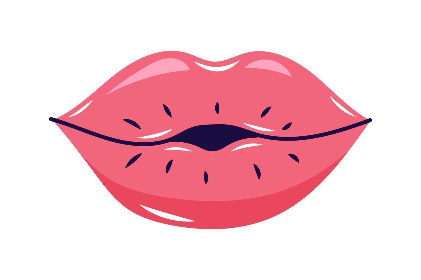 Kissing lips hand drawn. Valentine's day element for design on white background. Isolated illustration. vector