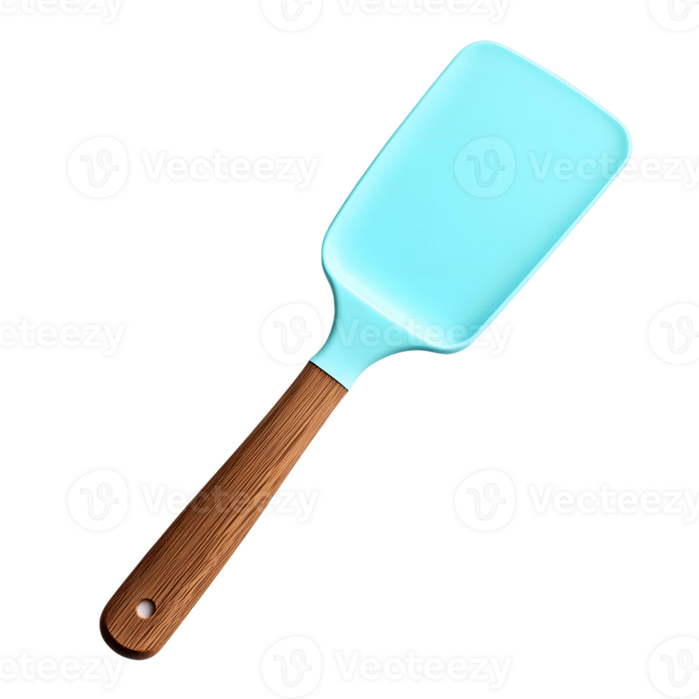 A blue spatula with a wooden handle png