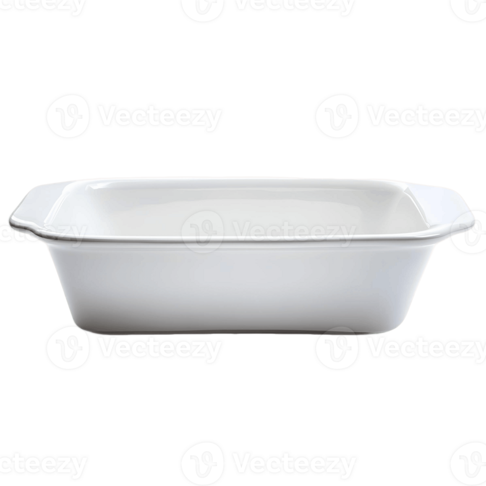 A white pan with a handle sits on a transparent background png