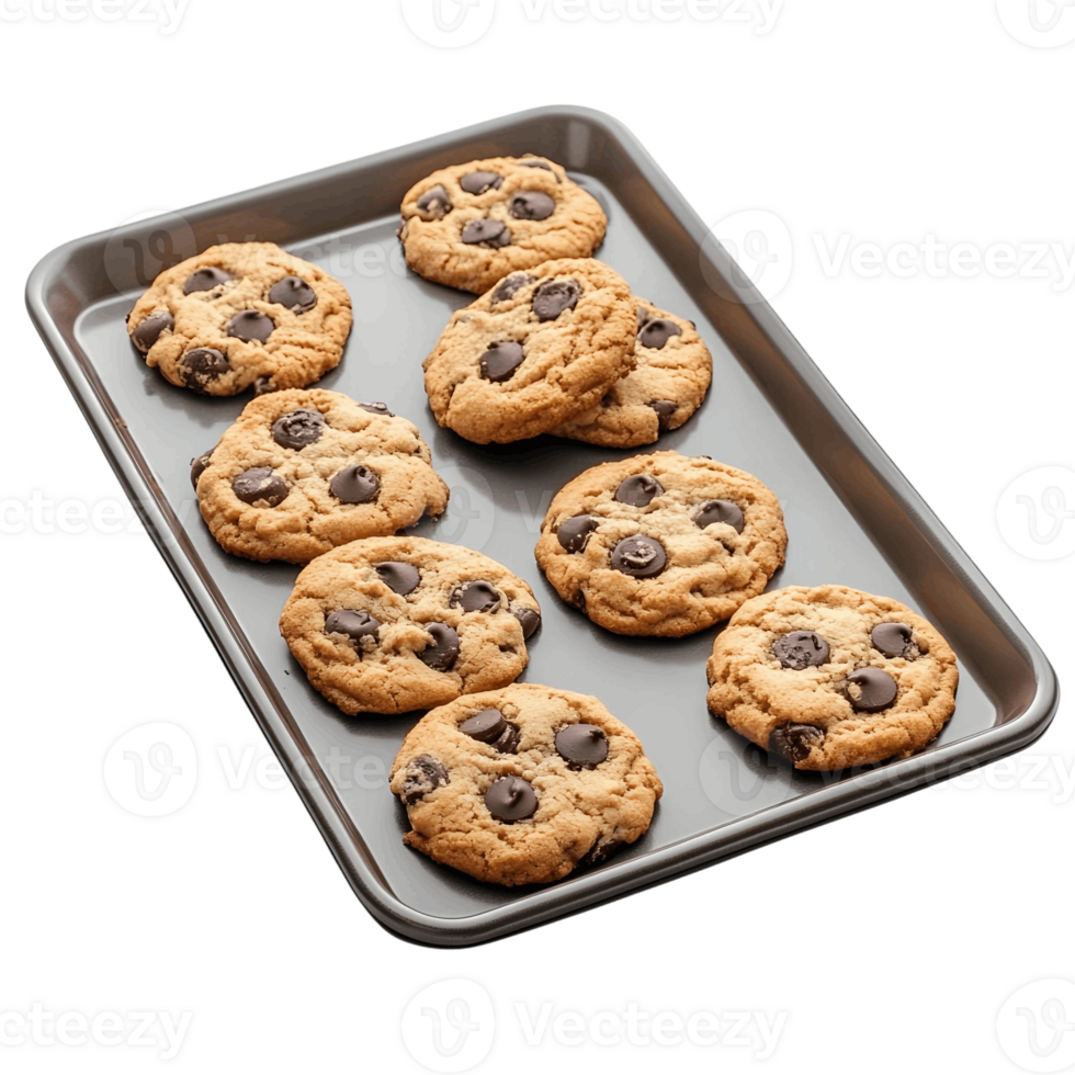 A tray of chocolate chip cookies png