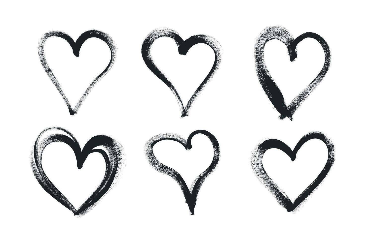 Hand Drawn Grunge Hearts. Cute doodle love sign isolated on white background. Scribble heart shapes drawn with markers and chalk vector