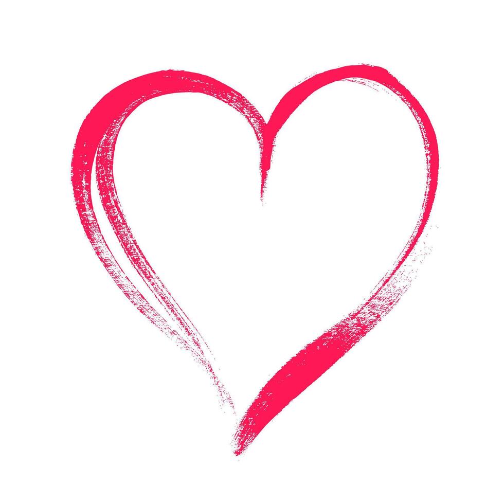 Lovely Grunge Icon Heart. Cute doodle love sign isolated on white background. Scribble heart shapes drawn with markers and chalk vector