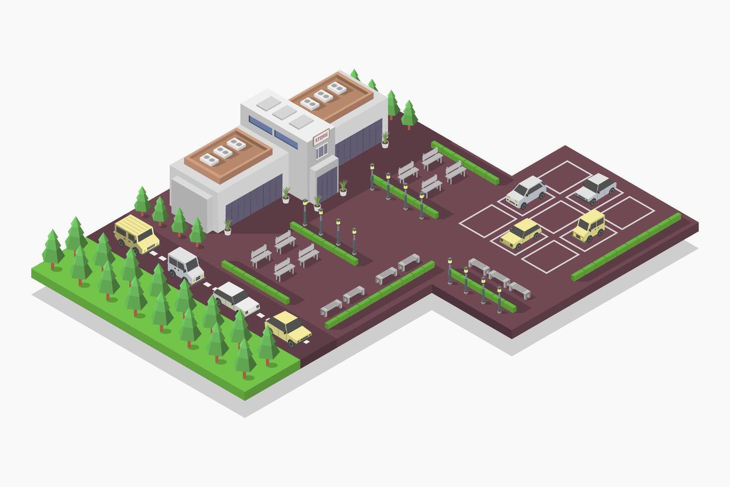 City store isometric illustrated vector