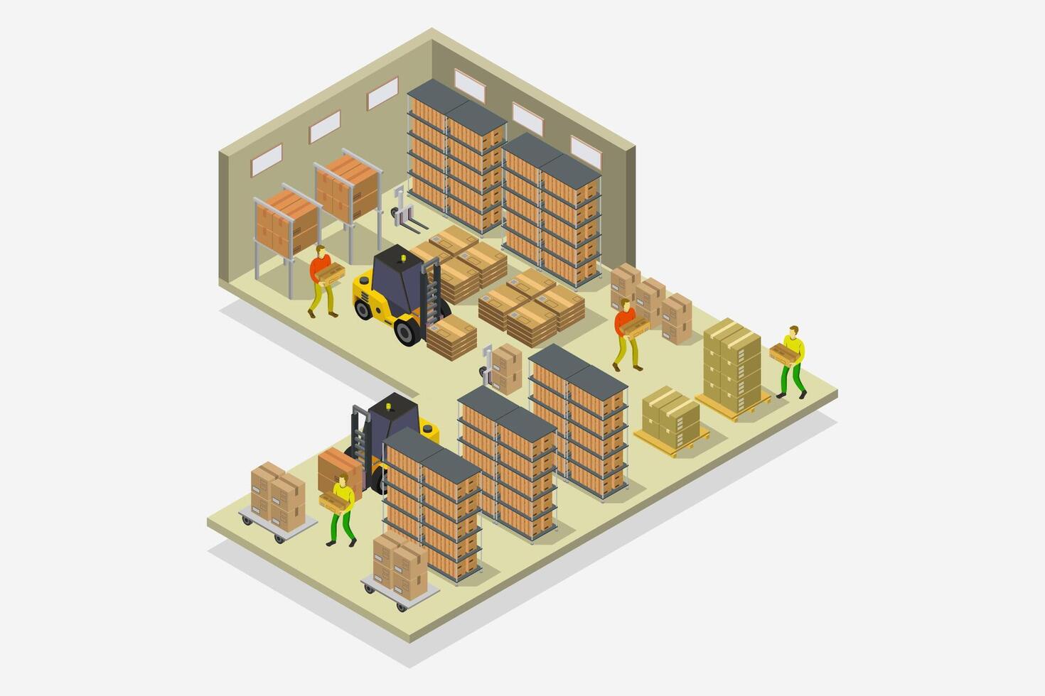 Warehouse room isometric vector