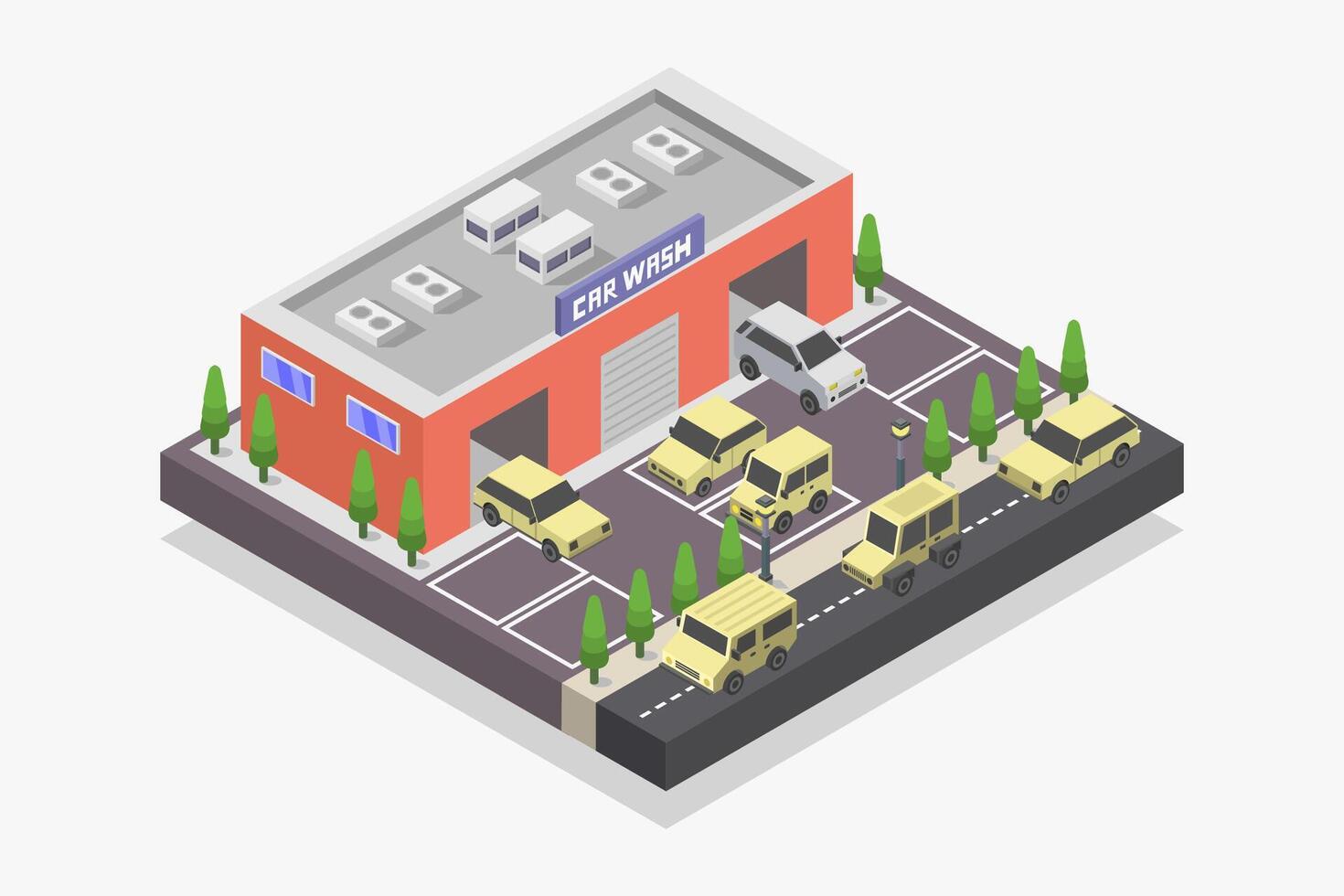 Car wash isometric illustrated vector