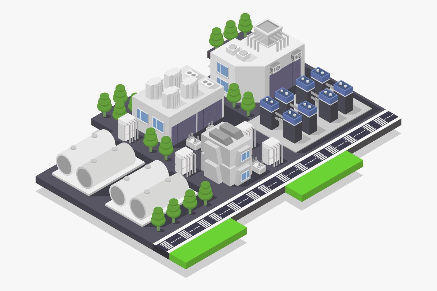 Electric battery power storage isometric illustrated vector