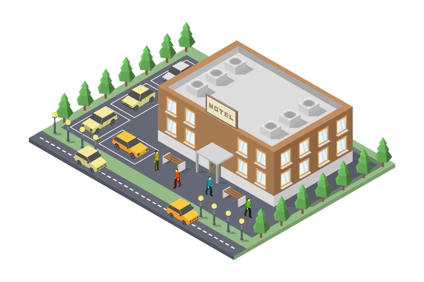 Isometric Motel Building vector