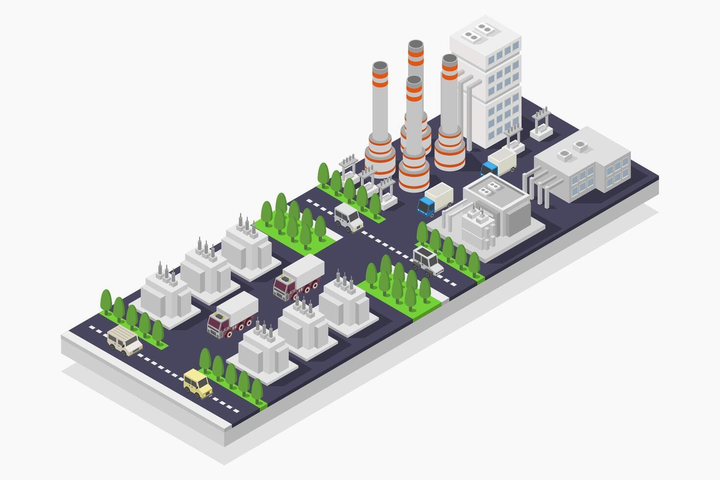 Electric power factory isometric illustrated vector