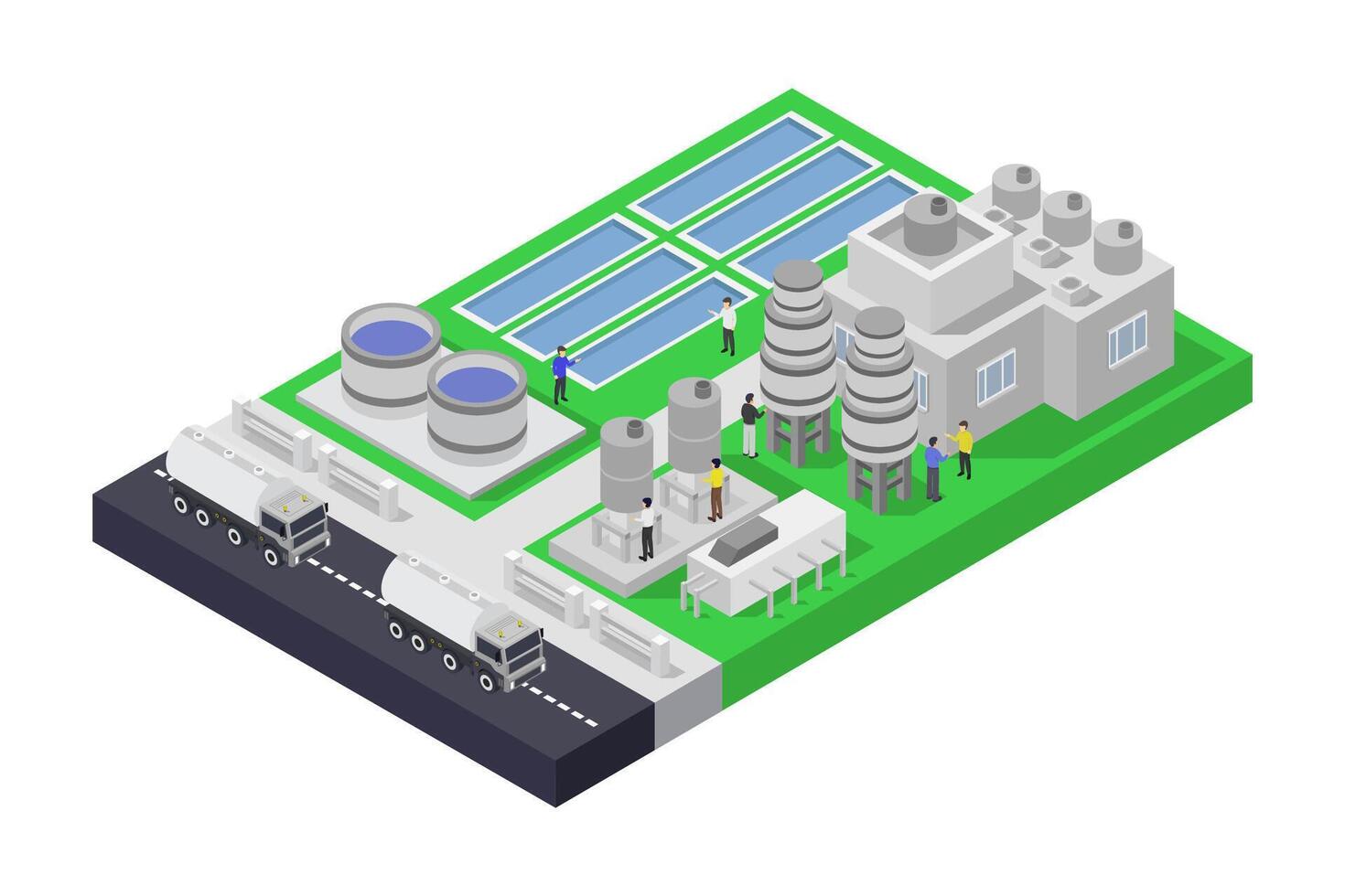 Desalination plant isometric vector