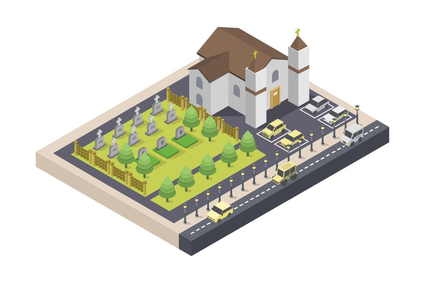 Isometric church illustrated vector