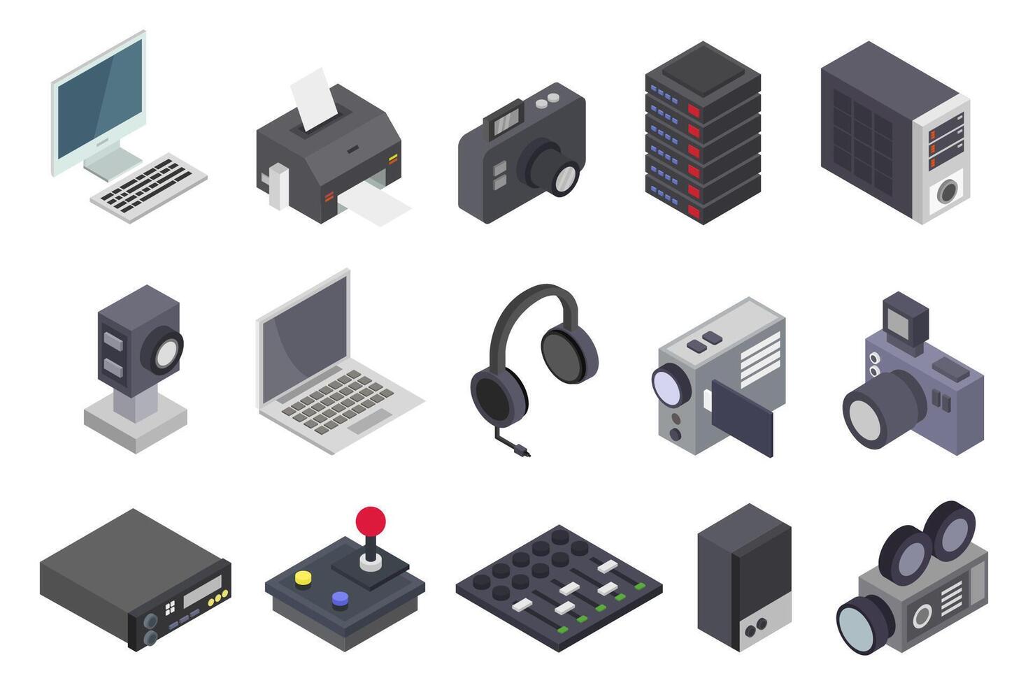 Electronic elements isometric illustrated vector