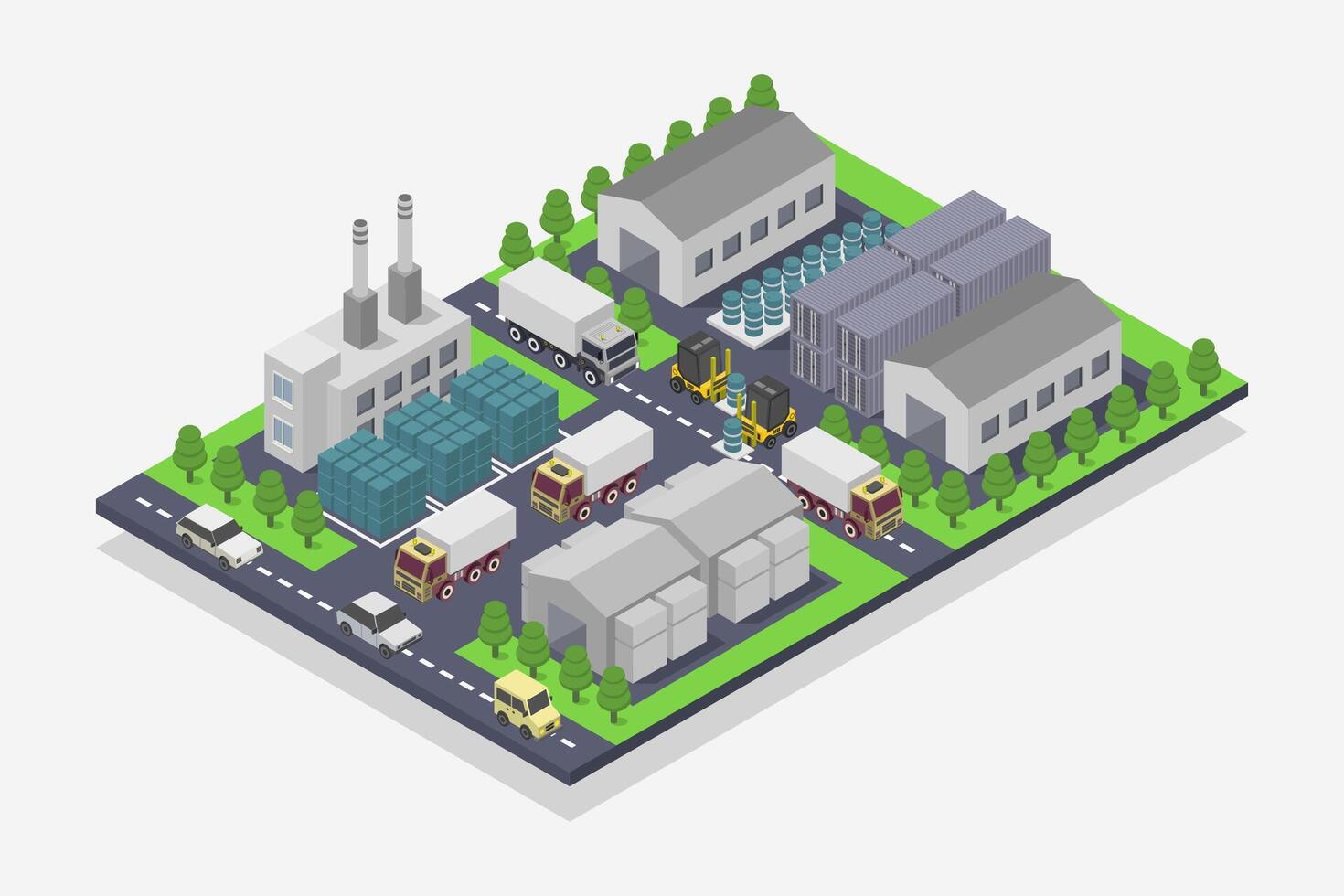 Industrial Factory Logistics Building Isometric vector