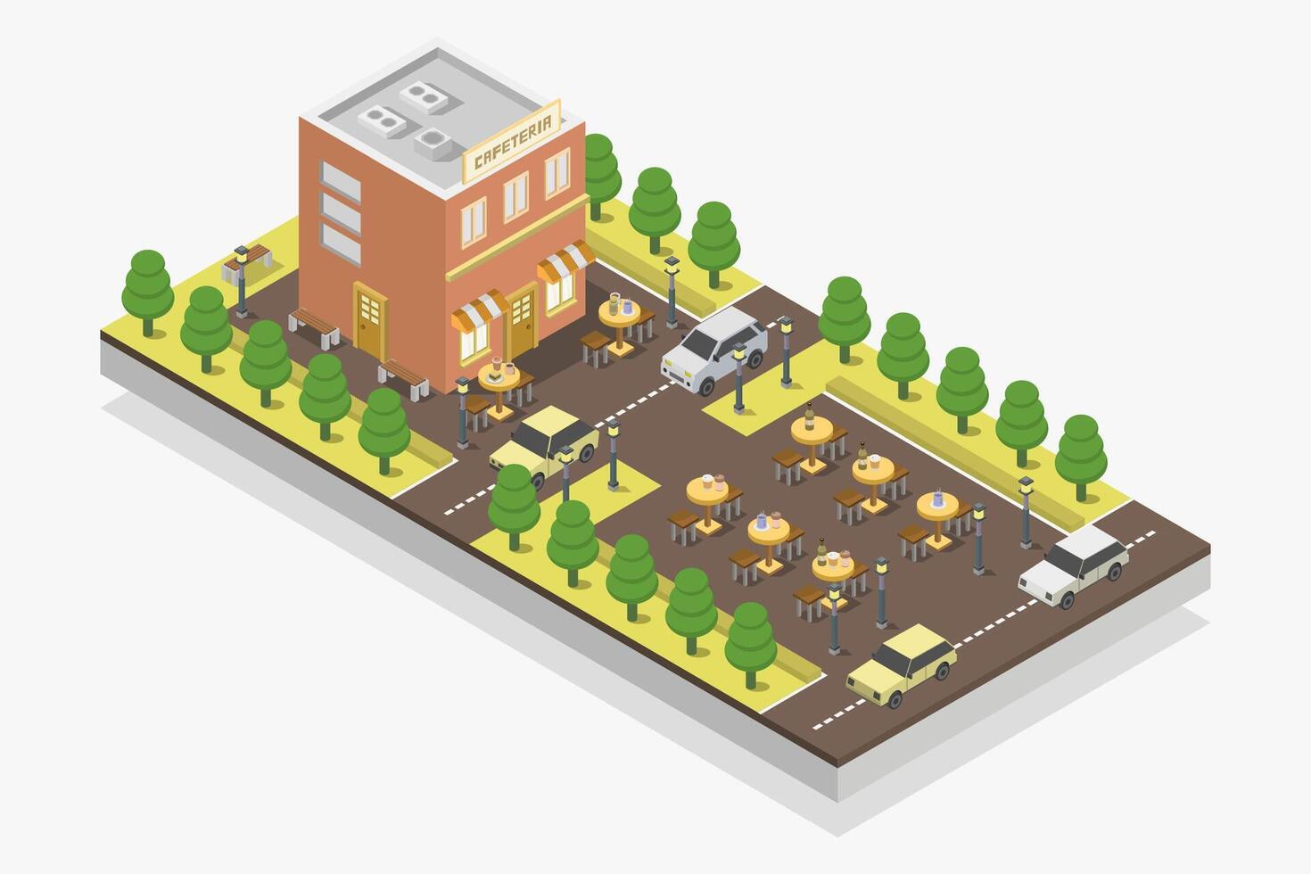 Isometric Coffee Shop Building vector