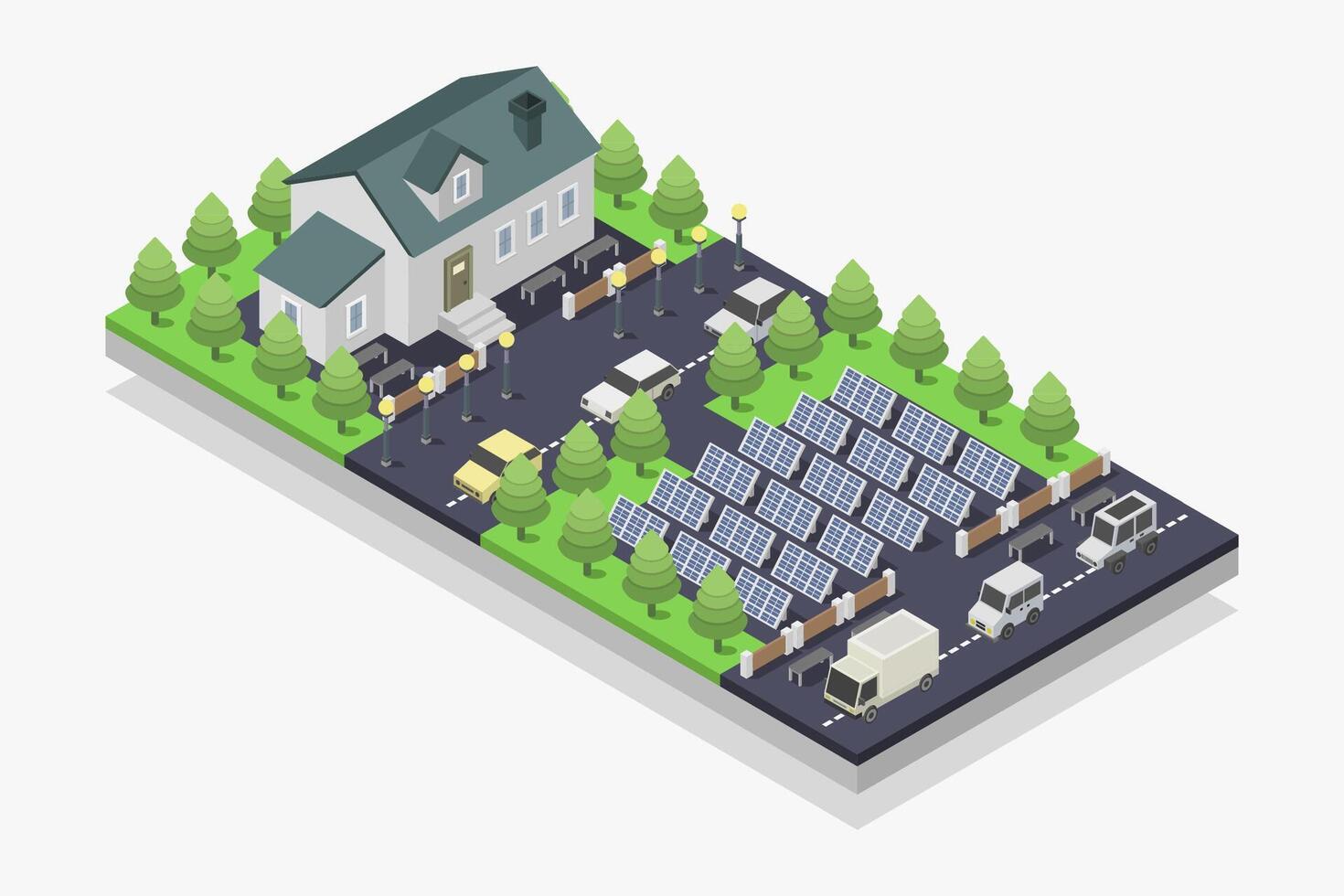 Eco friendly house isometric vector