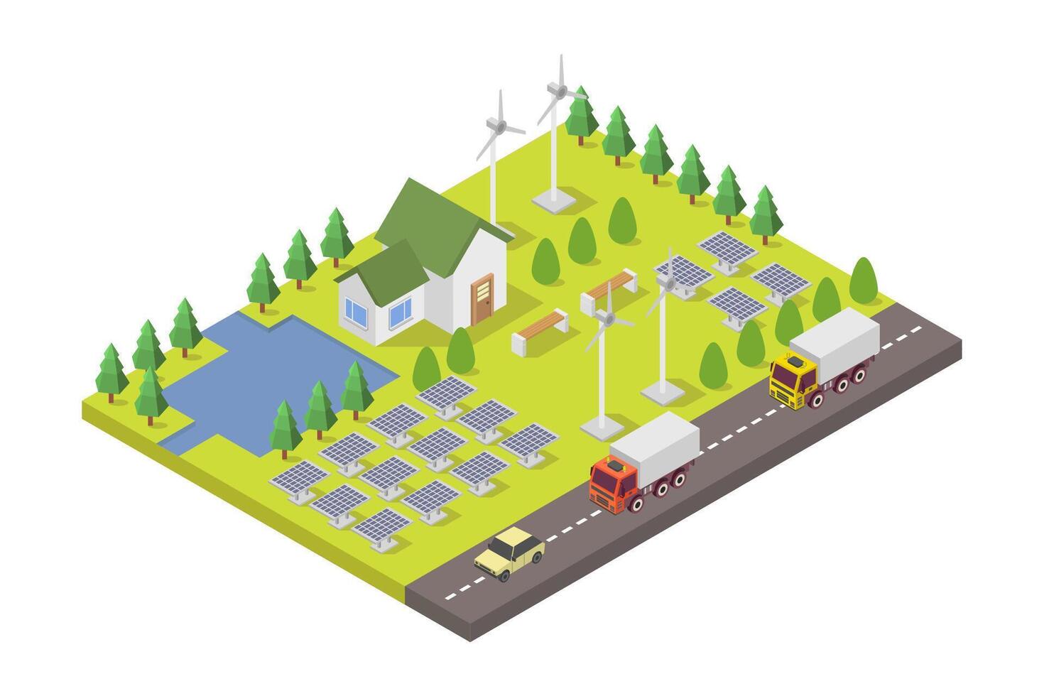 Ecology green energy consumption isometric vector