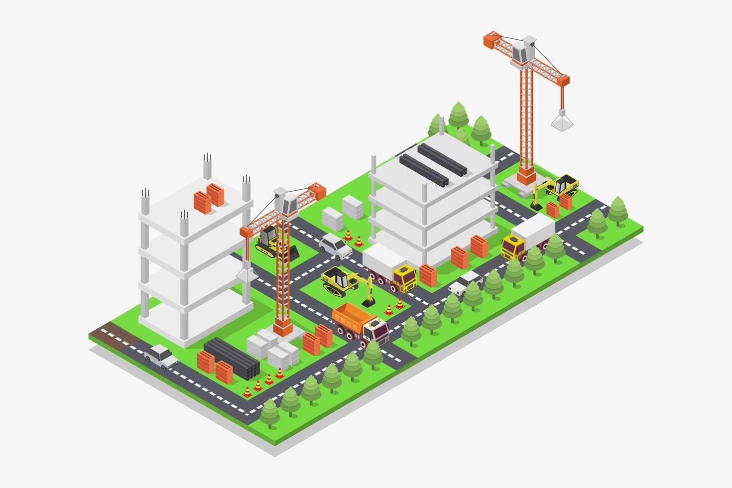 Isometric building under construction vector