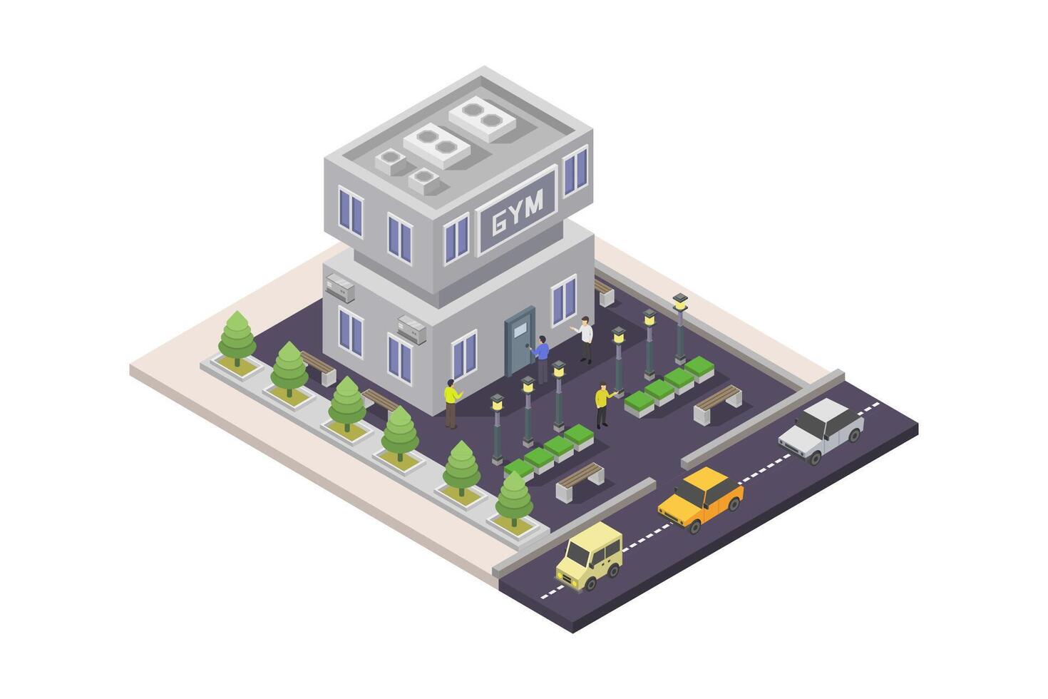 Isometric gym building vector