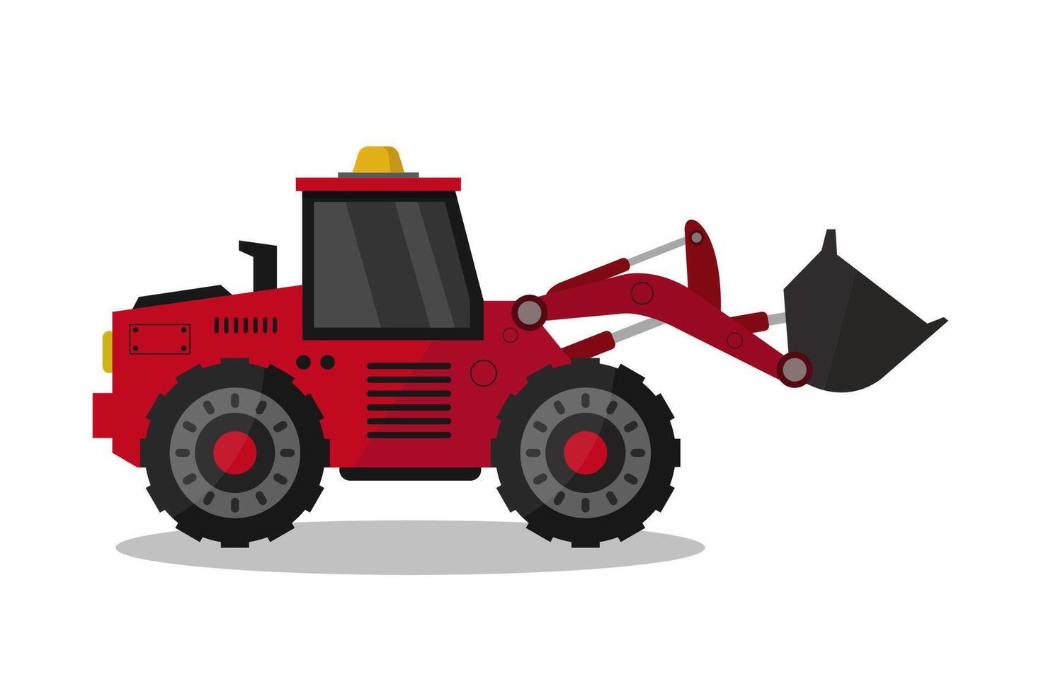 Red excavator illustrated vector