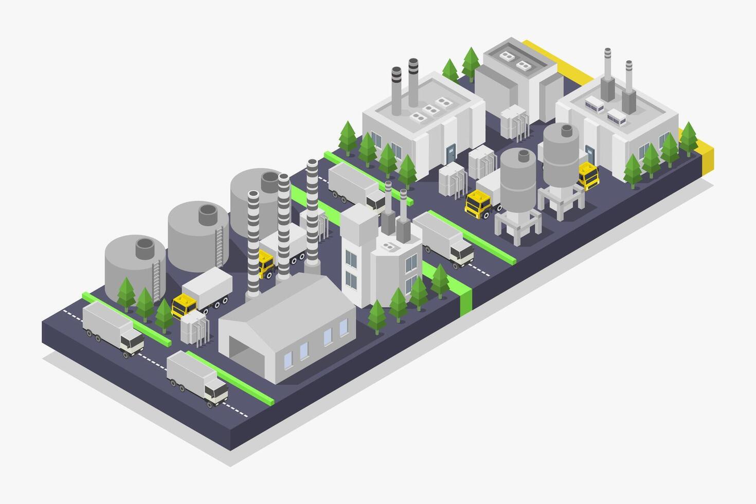 Factory manufacturer with storage isometric illustrated vector