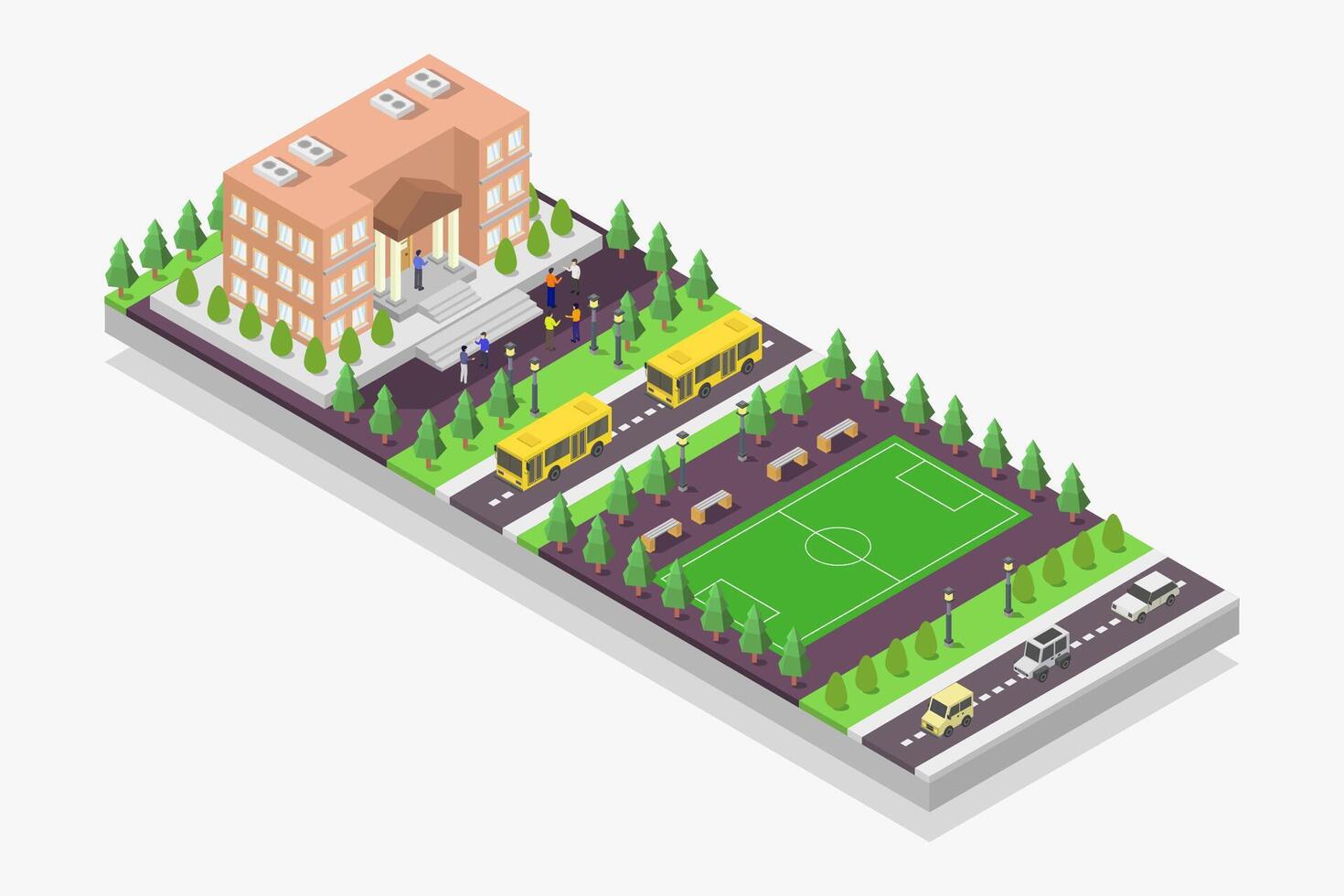Isometric school building vector