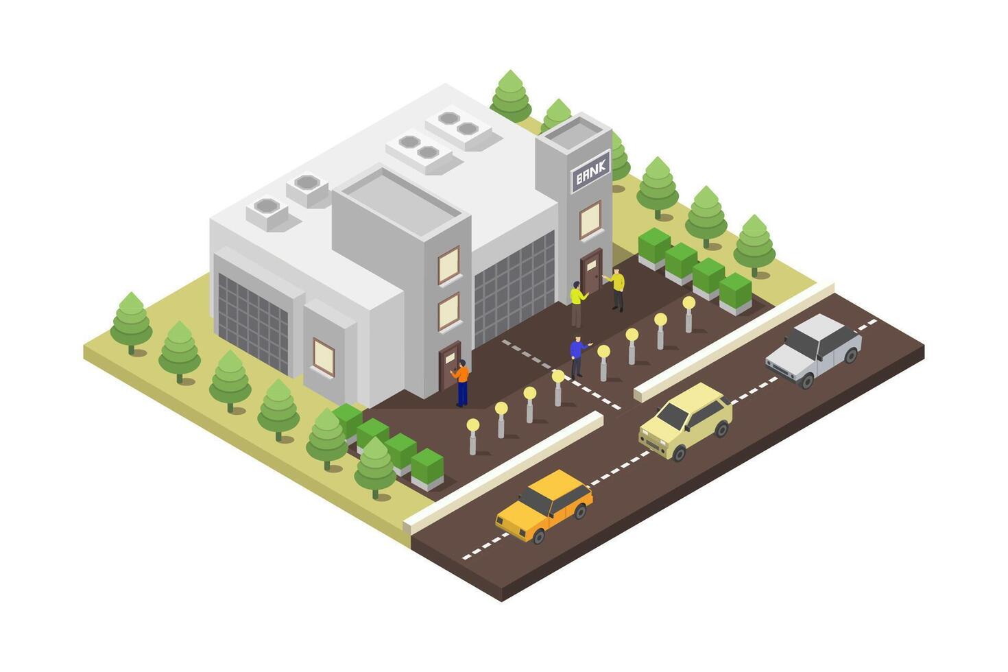 Isometric Bank Building vector