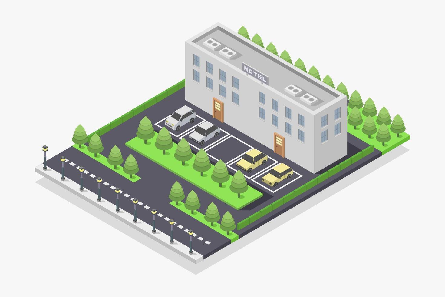 Isometric Industrial Motel Building vector