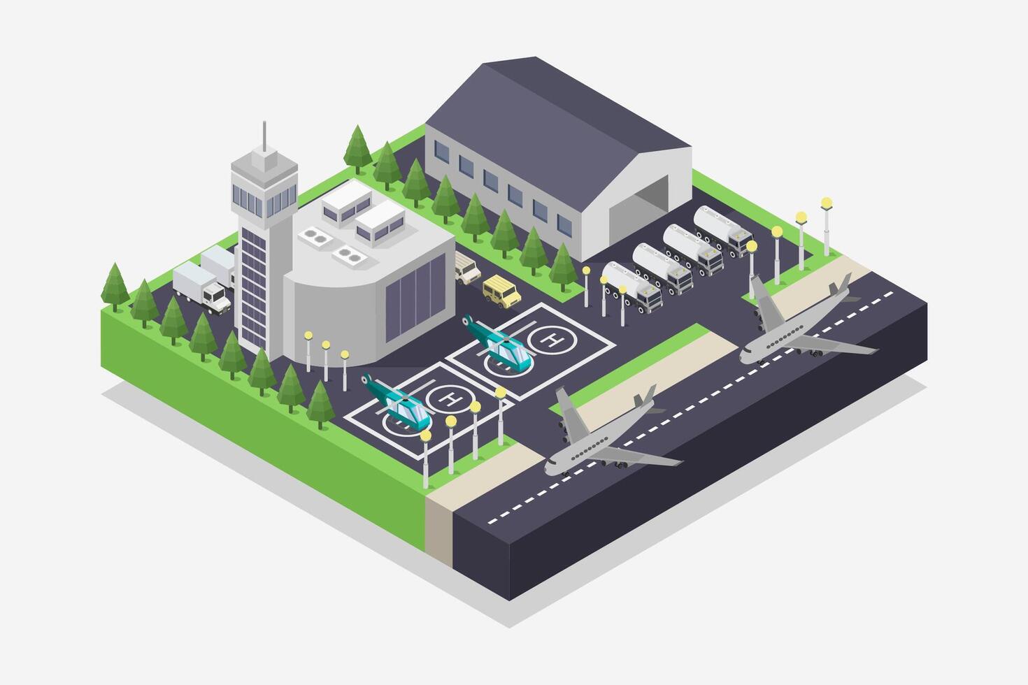 Airport isometric illustrator vector