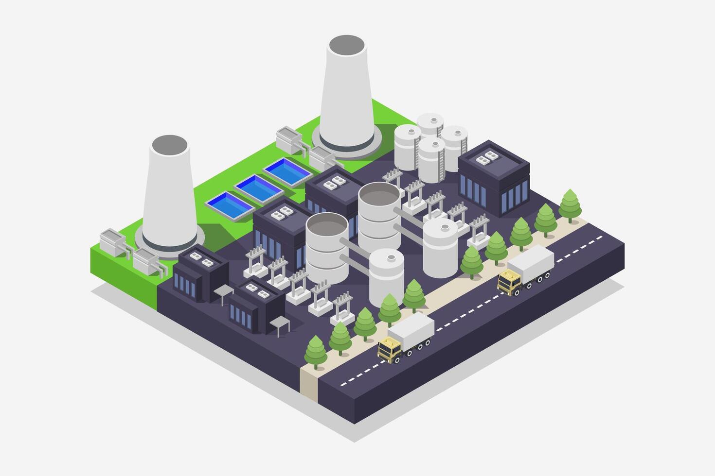 Electricity Factory Isometric Illustrated vector