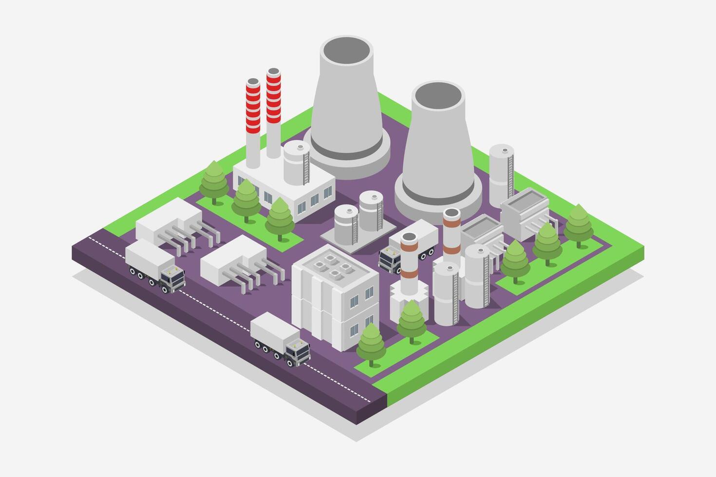 Thermal power station isometric vector