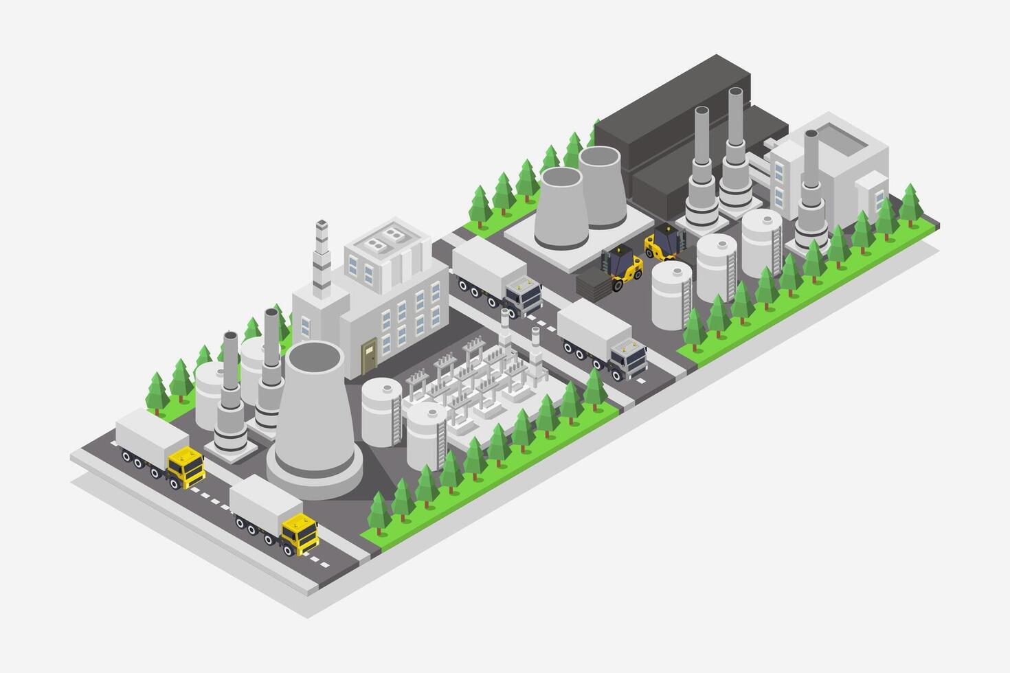Coal power plant isometric illustrated vector