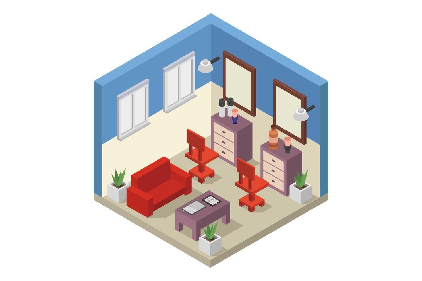 Barber shop isometric illustrated vector