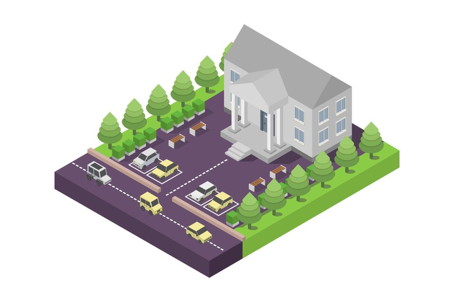 Isometric court on white vector