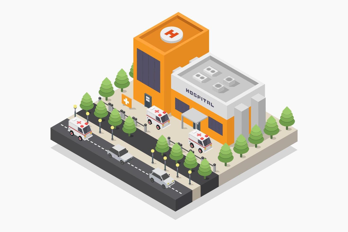 Isometric hospital illustrated vector